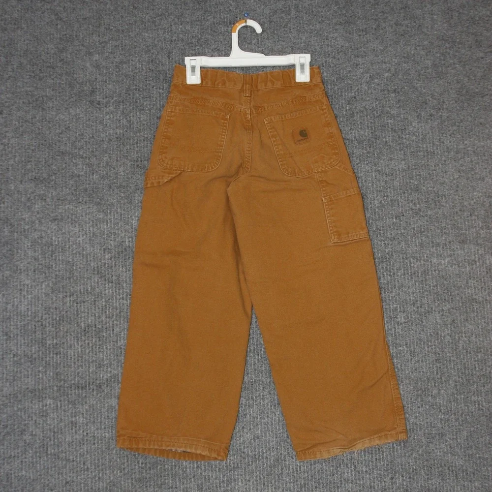 Carhartt‎ Pants Boys 8 Brown Canvas Lined Workwear Utility Outdoor Durable